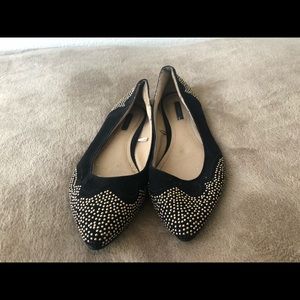 Embellished Black Pointed Flats